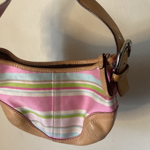 ❌SOLD❌Vintage Y2K Coach Striped Pink and Tan Women's Bag - Picture 3 of 5